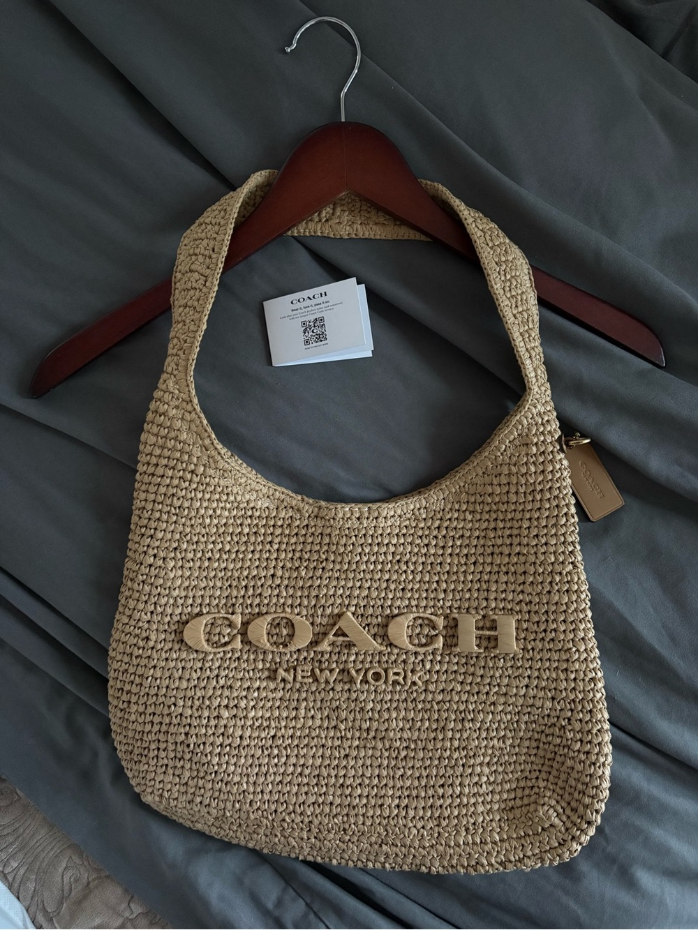 Coach Brooklyn woven straw hobo bag